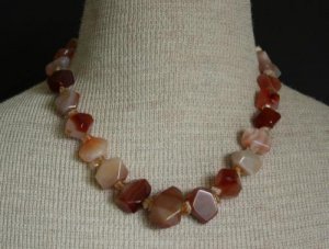 Vintage Chunky Plume Agate Stone Necklace