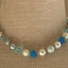 Vintage Blue Art Glass Necklace/Pendant Japan