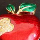 Vintage Rhinestone Red Forbidden  Apple Pin/Brooch