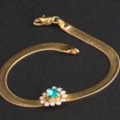 Vintage Liquid Chain Green Rhinestone Bracelet