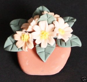 Vintage Blooming  Pink Flower Pot Pin/Brooch1940s