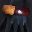 Vintage Dual Tone Chunky Wood Bangle Bracelet
