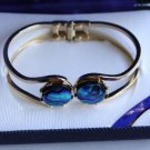 Vintage Paua Shell Gold Plated Clamper Bracelet Ariki