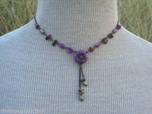 Vintage Purple Agate Stone Cute Necklace