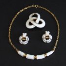 Vintage Crown Trifari  Necklace Earrings Brooch Set