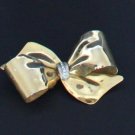Vintage Art Deco Rhinestone Gold Large Bow Pin/Brooch