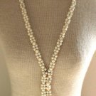 Lovely Vintage White Lariat Long  Necklace 36" 1980