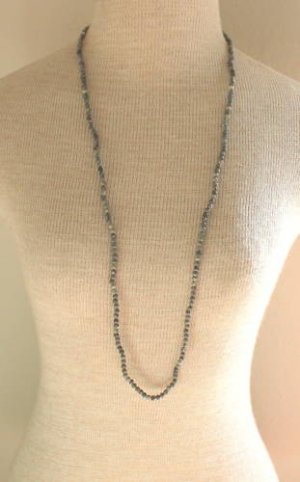 Vintage Gray Stone Long Strand Necklace 34"