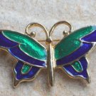 Cute Vintage Green Enamel Butterfly Pin Brooch