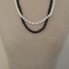 Vintage Black & White Glass Double Strands Necklace
