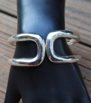 Vintage Chrome Silver Tone Clamper Bracelet