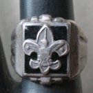 Vintage Silver Fleur De Lis Boy Scout Chunky Ring SZ 6