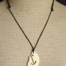 Vintage Carved Cow Bone Necklace Pendant