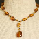 Vintage Brown Glass Bead Necklace Pretty!