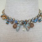 Vintage Blue Tone Art Glass Choker Necklace