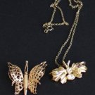 Vintage Rhinestone Butterfly Monet Brooch & Necklace