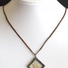 Vintage Rectangular Dried Flower Leather Necklace