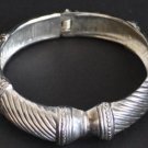 Vintage Silver Tone Hinged Clamper Bracelet