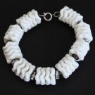 Vintage White Disks Rhinestones Bracelet Cute!