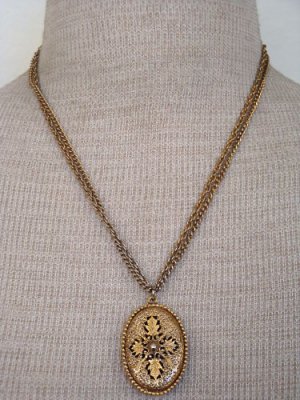 Vintage Antique Unique Pendant Double Chain Necklace
