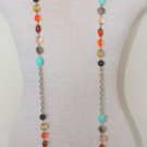 Vintage Multi Color Beads 70" Long Chain Necklace