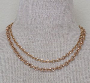 Edforce Copper  & Gold Tone Double Chain Necklace