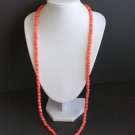 Vibrant Vintage Red Stone 35"  Long Strand Necklace