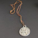 Unique Vintage Pewter Zodiac Necklace Leather Pendant