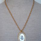 Beautiful Vintage Rose Cameo Pendant Chain  Necklace