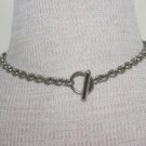 Vintage Silver Chain W/Toggle Closure Choker Necklace