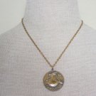 Vintage Brass Zodiac Capricorn Pendant Chain Necklace