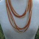 Vintage Brown Amber 3 mm 45" Long Multistrand Necklace
