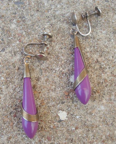 Vintage Antique Art Deco Purple Earrings