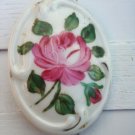 Vintage Art Deco Porcelain Flower Cameo Pin / Brooch