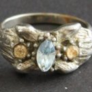 Vintage Vogue Sterling  Blue Topaz Ring Adjustable