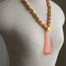Vintage Super Chunky Pink Lucite Necklace Pendant