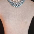 Vintage Multi Strands Jackie O Blue Pearl Necklace