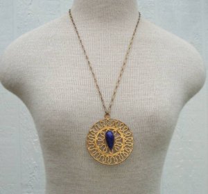 Vintage Art Deco Chunky Medallion Pendant Necklace