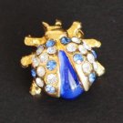 Vintage Lady Bug Blue Rhinestone Pin/Brooch