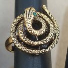 Unique Vintage Snake Green Eyes Statement Ring Size 6