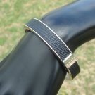Vintage Magnetic Black Leather HInged Bangle Bracelet