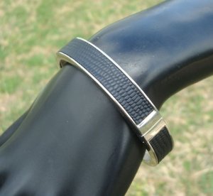 Vintage Magnetic Black Leather HInged Bangle Bracelet