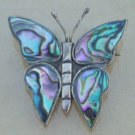 Vintage Mexico Alpaca Blue Butterfly Pin / Brooch