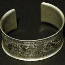 Unique Vintage Nouveau Deco Engraved Wide Cuff Bracelet