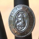 Vintage Oval Silver Cleopatra Chunky Adjustable Ring