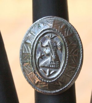 Vintage Oval Silver Cleopatra Chunky Adjustable Ring