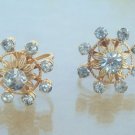 Vintage Art Deco White Rhinestone Screw Back Earrings