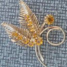 Lovely Vintage Vibrant Yellow Rhinestone Pin /Brooch