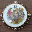 Vintage Large Floral Glass Pin/Brooch 1950s