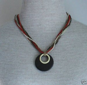 Vintage Multi Strand Glass Pendant Necklace Bold!
